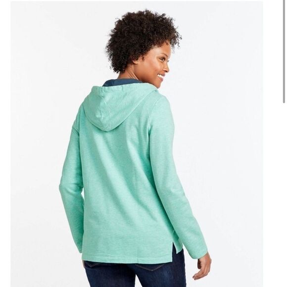 L.L.Bean Women’s Rugby Teal Hooded Pullover light weight sweatshirt sz M petite - Picture 3 of 12